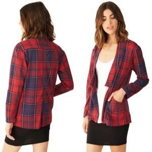 Alternative Apparel Scottish Plaid Open Front Blazer